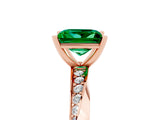Rose gold Princess Cut Emerald Engagement Ring with Side Stone Accents and Four-Prong Setting_32