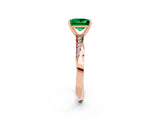 Rose gold Princess Cut Emerald Engagement Ring with Side Stone Accents and Four-Prong Setting_62