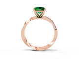 Rose gold Princess Cut Emerald Engagement Ring with Side Stone Accents and Four-Prong Setting_63