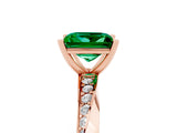 Rose gold Princess Cut Emerald Engagement Ring with Side Stone Accents and Four-Prong Setting_65