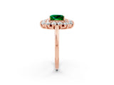 Rose gold Princess Cut Emerald Floral Double Halo Engagement Ring with Prong Setting_14