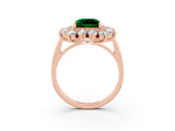 Rose gold Princess Cut Emerald Floral Double Halo Engagement Ring with Prong Setting_15