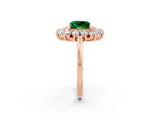 Rose gold Princess Cut Emerald Floral Double Halo Engagement Ring with Prong Setting_62