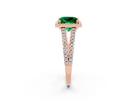 Rose gold Princess Cut Emerald Halo Split Shank Engagement Ring_14