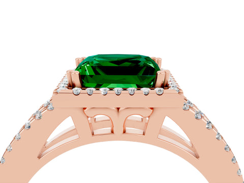 Rose gold Princess Cut Emerald Halo Split Shank Engagement Ring_16