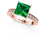 Rose gold Princess Cut Emerald Milgrain Pavé Engagement Ring with Four-Prong Setting_13