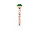 Rose gold Princess Cut Emerald Milgrain Pavé Engagement Ring with Four-Prong Setting_14