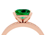 Rose gold Princess Cut Emerald Milgrain Pavé Engagement Ring with Four-Prong Setting_16