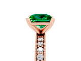 Rose gold Princess Cut Emerald Milgrain Pavé Engagement Ring with Four-Prong Setting_17