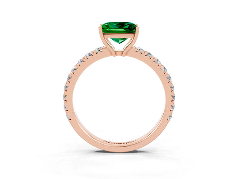 Rose gold Princess Cut Emerald Pavé Solitaire Engagement Ring with Four-Prong Setting_15