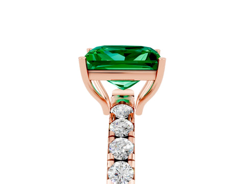 Rose gold Princess Cut Emerald Pavé Solitaire Engagement Ring with Four-Prong Setting_17