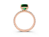 Rose gold Princess Cut Emerald Pavé Solitaire Ring with Round Band and Prong Setting_27