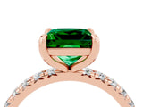 Rose gold Princess Cut Emerald Pavé Solitaire Ring with Round Band and Prong Setting_28