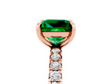 Rose gold Princess Cut Emerald Pavé Solitaire Ring with Round Band and Prong Setting_29