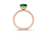 Rose gold Princess Cut Emerald Pave Band Solitaire Ring with Four-Prong Setting_27