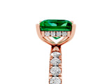 Rose gold Princess Cut Emerald Pave Band Solitaire Ring with Four-Prong Setting_29