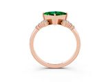 Rose gold Princess Cut Emerald Ring with Side Stones and Four-Prong Setting_39