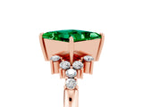 Rose gold Princess Cut Emerald Ring with Side Stones and Four-Prong Setting_41