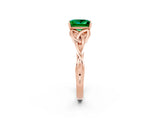 Rose gold Princess Cut Emerald Solitaire Celtic Knot Ring with Four-Prong Setting_14
