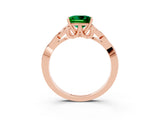 Rose gold Princess Cut Emerald Solitaire Celtic Knot Ring with Four-Prong Setting_15