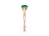 Rose gold Princess Cut Emerald Solitaire Engagement Ring with Cathedral Setting and Four-Prong Mount_20