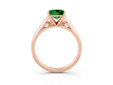Rose gold Princess Cut Emerald Solitaire Engagement Ring with Cathedral Setting and Four-Prong Mount_21