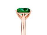 Rose gold Princess Cut Emerald Solitaire Engagement Ring with Cathedral Setting and Four-Prong Mount_23