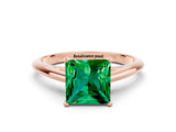 Rose gold Princess Cut Emerald Solitaire Engagement Ring with Cathedral Setting and Four-Prong Mount_24