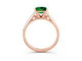 Rose gold Princess Cut Emerald Solitaire Engagement Ring with Cathedral Setting and Four-Prong Mount_27