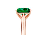 Rose gold Princess Cut Emerald Solitaire Engagement Ring with Cathedral Setting and Four-Prong Mount_29