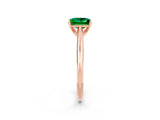 Rose gold Princess Cut Emerald Solitaire Engagement Ring with Cathedral Setting and Four-Prong Mount_68