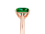 Rose gold Princess Cut Emerald Solitaire Engagement Ring with Cathedral Setting and Four-Prong Mount_71