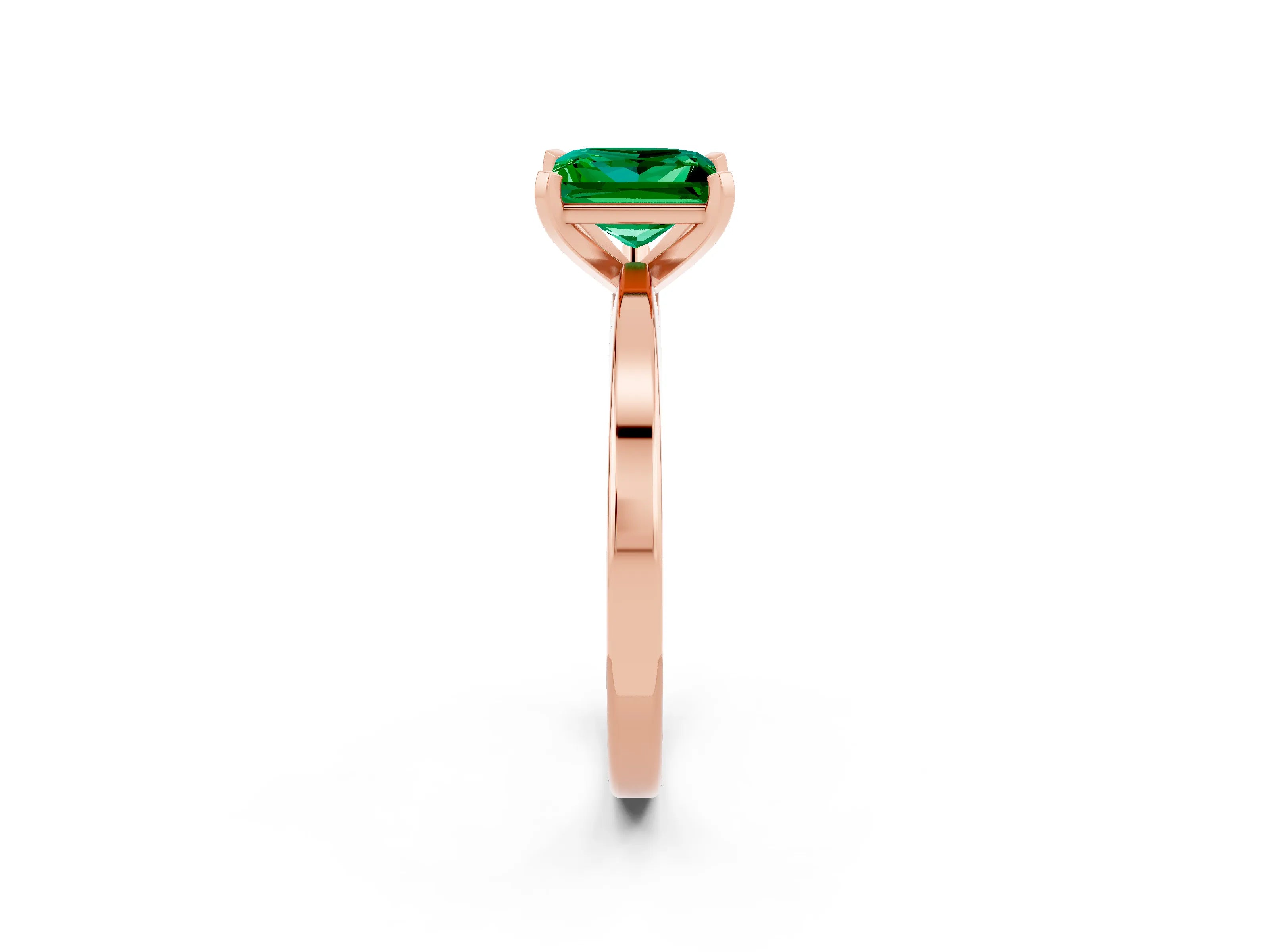 Rose gold Princess Cut Emerald Solitaire Engagement Ring with Classic Band and Four-Prong Setting_26