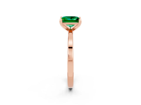 Rose gold Princess Cut Emerald Solitaire Engagement Ring with Classic Band and Four-Prong Setting_26