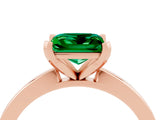 Rose gold Princess Cut Emerald Solitaire Engagement Ring with Classic Band and Four-Prong Setting_28