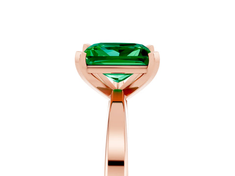 Rose gold Princess Cut Emerald Solitaire Engagement Ring with Classic Band and Four-Prong Setting_29