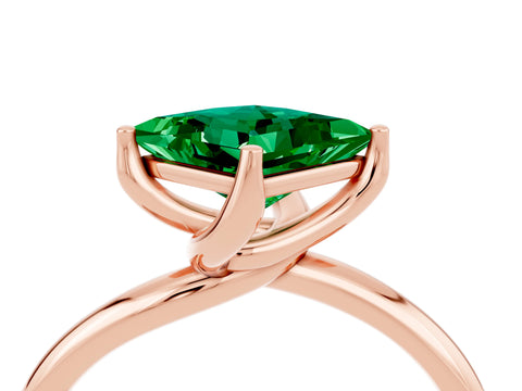Rose gold Princess Cut Emerald Solitaire Engagement Ring with Four-Prong Setting and Classic Band_16