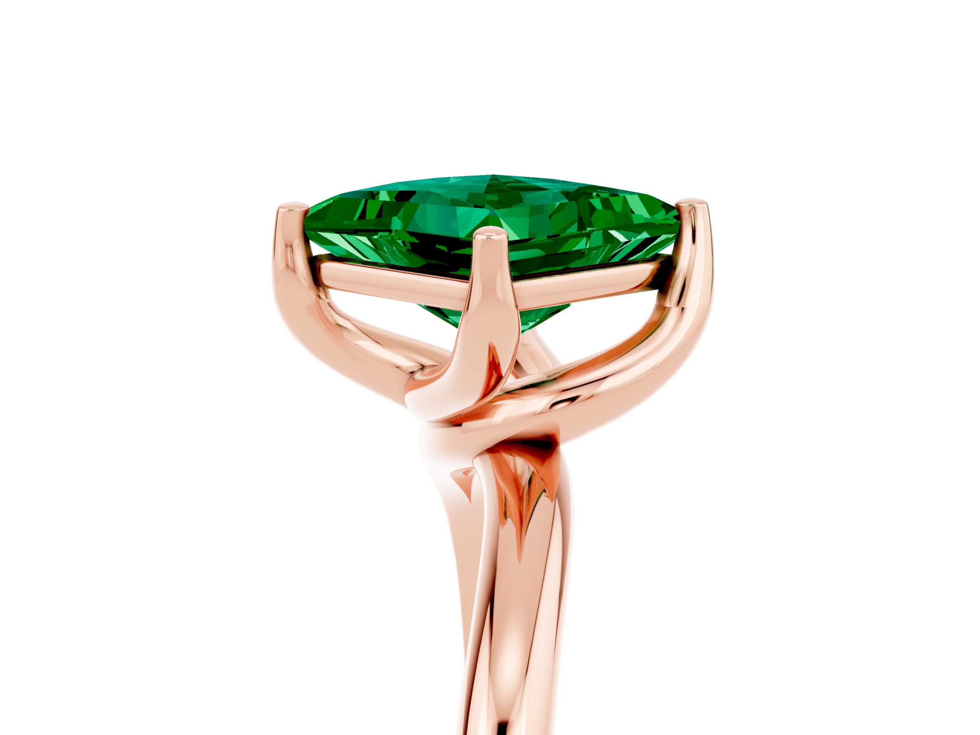 Rose gold Princess Cut Emerald Solitaire Engagement Ring with Four-Prong Setting and Classic Band_17