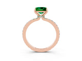 Rose gold Princess Cut Emerald Solitaire Engagement Ring with Pavé Band and Four-Prong Setting_3