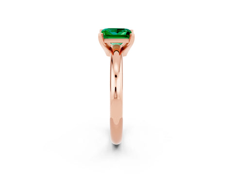 Rose gold Princess Cut Emerald Solitaire Engagement Ring with Round Band and Four-Prong Setting_2