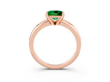 Rose gold Princess Cut Emerald Solitaire Engagement Ring with Round Band and Four-Prong Setting_3