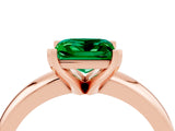 Rose gold Princess Cut Emerald Solitaire Engagement Ring with Round Band and Four-Prong Setting_4