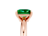 Rose gold Princess Cut Emerald Solitaire Engagement Ring with Round Band and Four-Prong Setting_5