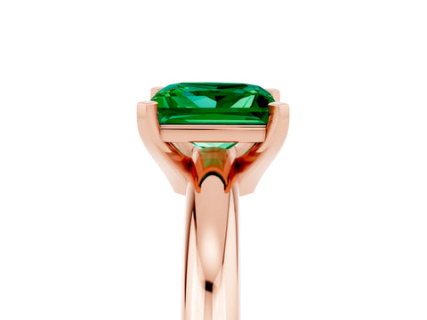 Rose gold Princess Cut Emerald Solitaire Engagement Ring with Round Band and Four-Prong Setting_5