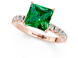 Rose gold Princess Cut Emerald Solitaire Pavé Band with Four-Prong Setting_1
