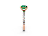 Rose gold Princess Cut Emerald Solitaire Pavé Band with Four-Prong Setting_2