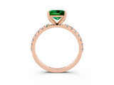 Rose gold Princess Cut Emerald Solitaire Pavé Band with Four-Prong Setting_3