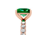 Rose gold Princess Cut Emerald Solitaire Pavé Band with Four-Prong Setting_5