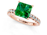 Rose gold Princess Cut Emerald Solitaire Pavé Engagement Ring with Round Band and Prong Setting_13