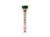 Rose gold Princess Cut Emerald Solitaire Pavé Engagement Ring with Round Band and Prong Setting_14
